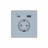 Systeme Infinity, Розетка 2К+З и зарядным устройствомUSB А+С 20Вт (250В, 16А, защитные шторки), FSE001132, Стальное небо фото 1 &mdash; Multielectrika