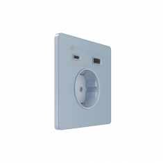 Systeme Infinity, Розетка 2К+З и зарядным устройствомUSB А+С 20Вт (250В, 16А, защитные шторки), FSE001132, Стальное небо &mdash; Multielectrika