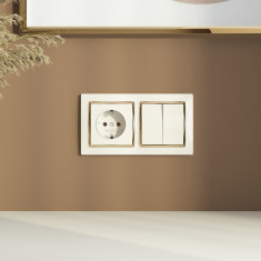 Рамка из поликарбоната на 2 поста Snabb слоновая кость/золото W0021932 &mdash; Multielectrika